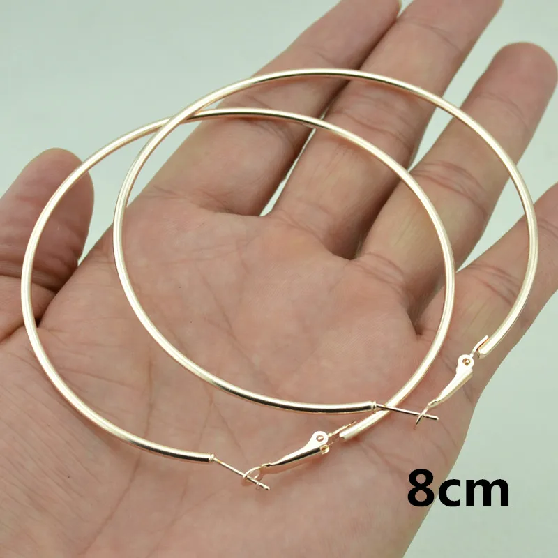 Rose gold 8cm Большие маленькие круглые серьги-кольца для женщин, женская мода, фирменное розовое золото, черное кольцо, ювелирные изделия для ушей, для ночного клуба, DJ, женские серьги - Окраска металла: Rose gold 8cm