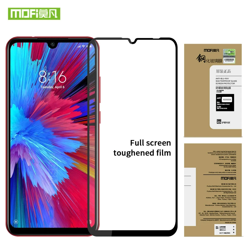 

MOFI For Redmi Note 7S Tempered Glass For Redmi Note 7S Screen Protector Full Coverage Protective Glass Film Screen glass
