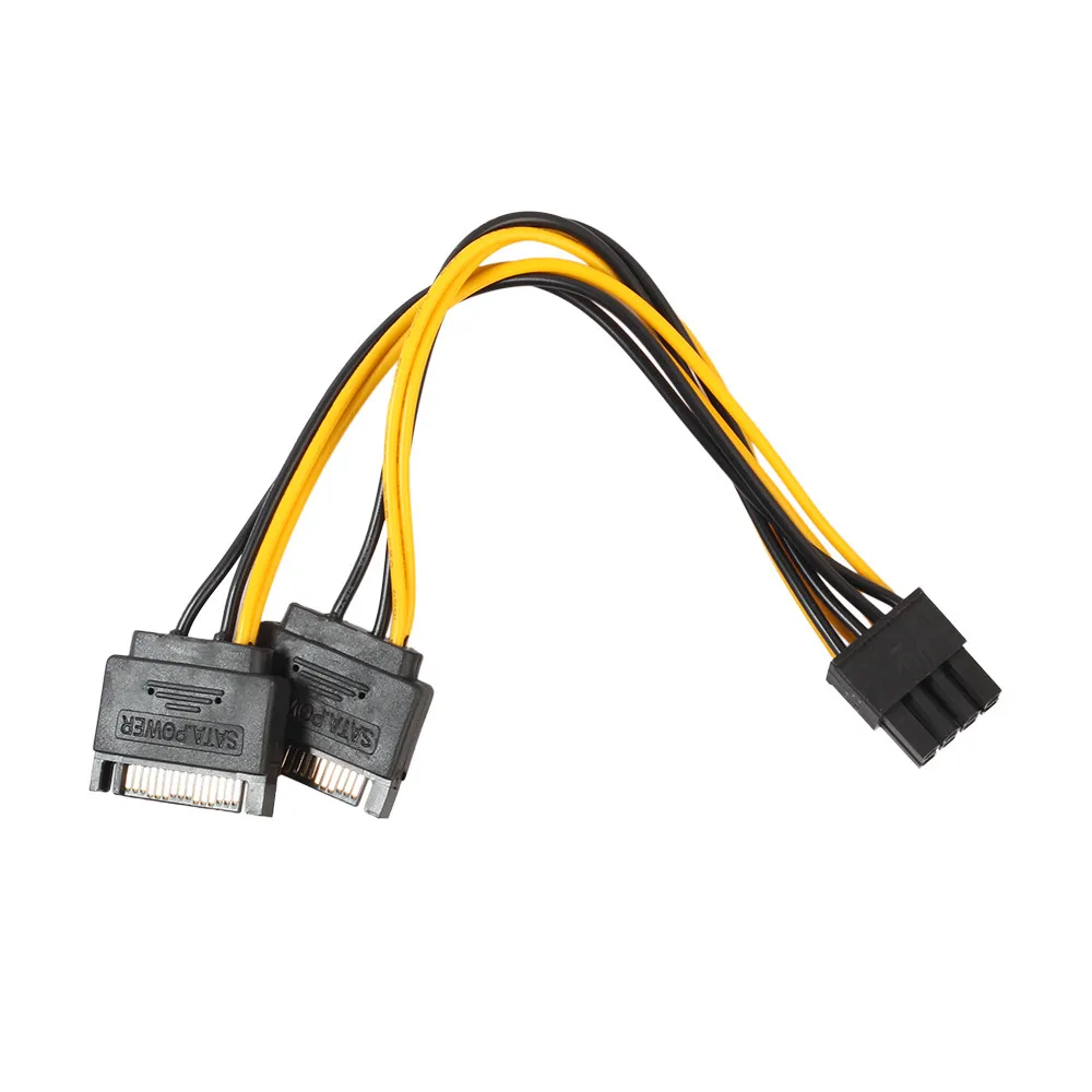 15 pin SATA папа 8pin(6 + 2) PCI-E видео карта питания адаптер кабель правый угол 2020 Горячий |