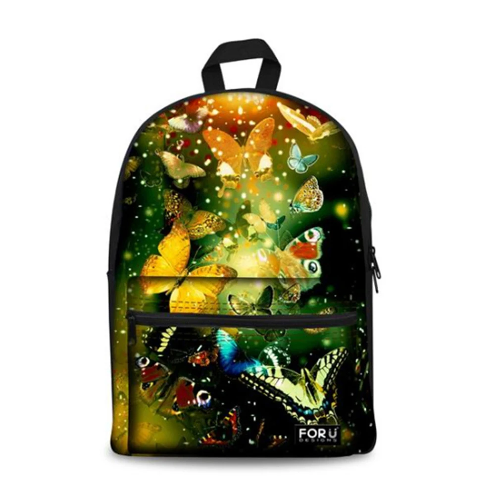 Женский парусиновый рюкзак с бабочками и рисунком арбуза модный школьный для