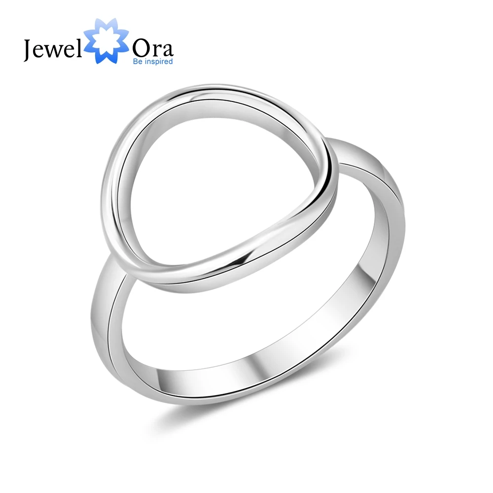 JewelOra простой Стиль натуральная 925 Стерлинговое Серебро Круглый Кольца для женщин