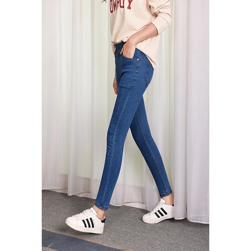 

Women's large size casual high waist jeans 2019New summer autumn pants Slim stretch cotton jeans ladies blue black 4xl 5xl 6xl