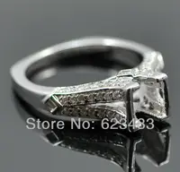 Princess cut 6x6mm 100% 14k Solid White Gold 0.30ct Natural Diamond Semi-Mount Ring