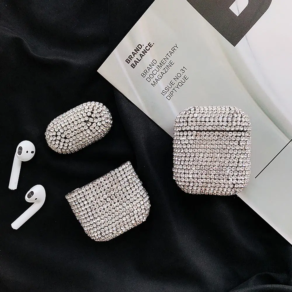 Caseier Роскошный чехол со стразами для Airpods Bluetooth защитный чехол для наушников для Airpods 1 2 Беспроводные аксессуары для гарнитуры