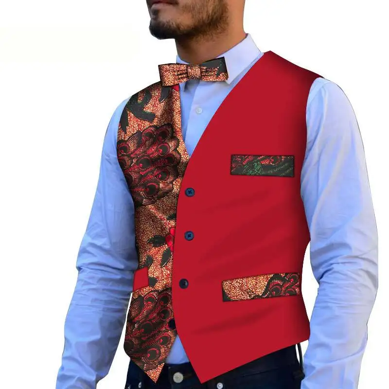 13 Real New Bazin Dress African For Spring And Summer African Men Cotton Plus Size Suit(shirts+vest) M-6xl - Цвет: 13