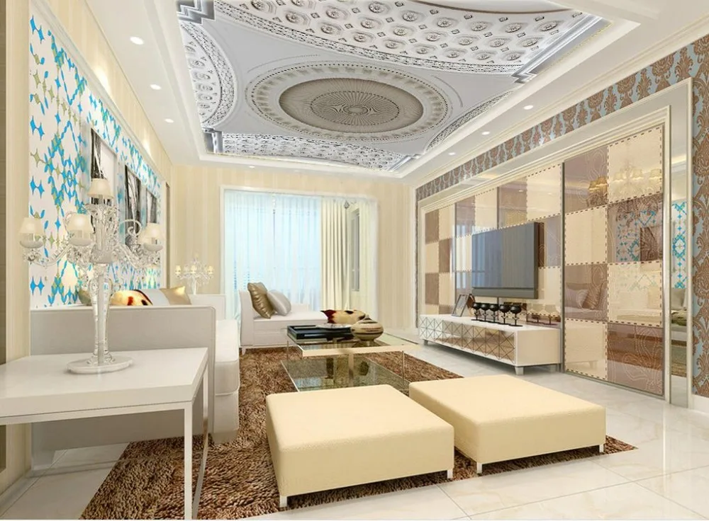 3D стереоскопические европейские потолочные росписи обои с тиснением для