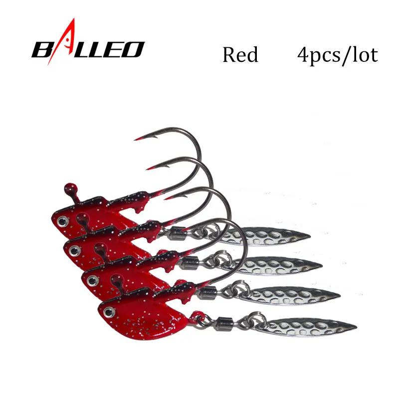 Red BALLEO 4 шт./лот свинцовая головка крюк с спиннером ложка 4 г 7 г 10 г 14 г 21 г 3D Глаза рыбы реалистичные джиг голова крюк - Цвет: Red