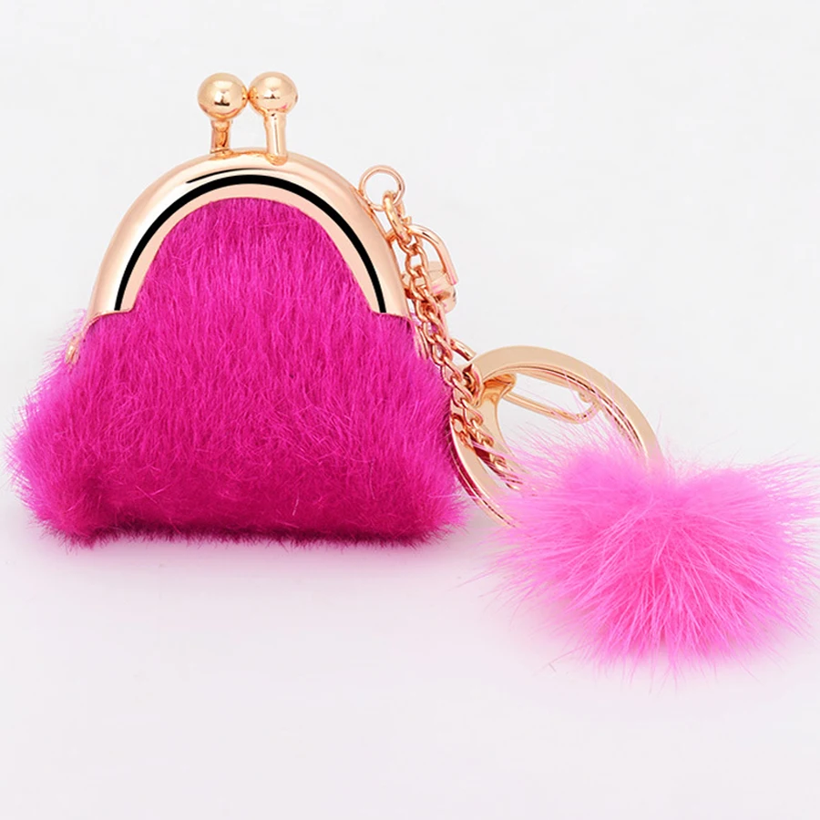 Брелок для ключей женский с меховым шариком модный креативный брелок помпоном