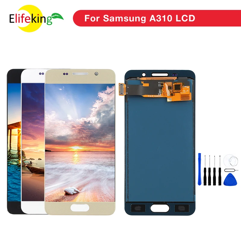 Регулировка яркости для Samsung Galaxy A3 A310 SM-A310F A310M A3 ЖК-дисплей с сенсорным экраном в сборе Замена A310 lcd