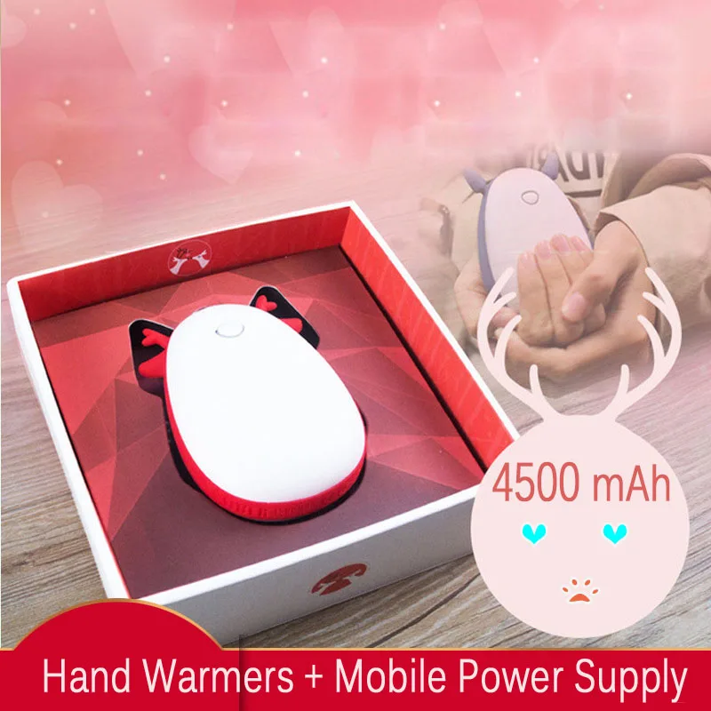 4500mAh USB Rechargeable Electric Hand Warmer Winter Totoro Double-Side Mini 5V Long Life Pocket Power Bank 2 in 1 Handy Heater