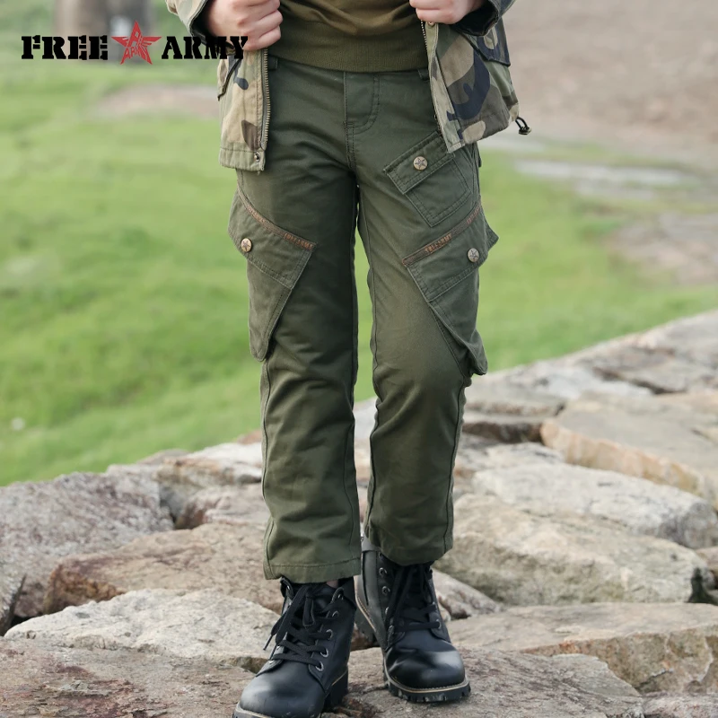 Брендовые Детские Модные Хлопковые Штаны длинные камуфляжные штаны с большими