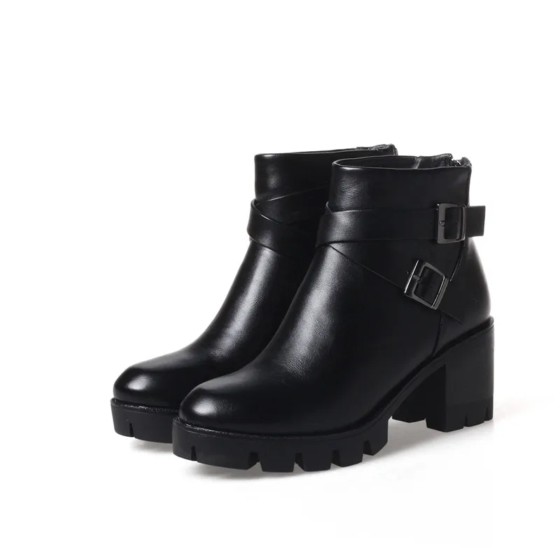 Женские ботильоны на молнии с пряжкой MORAZORA черные или коричневые платформе