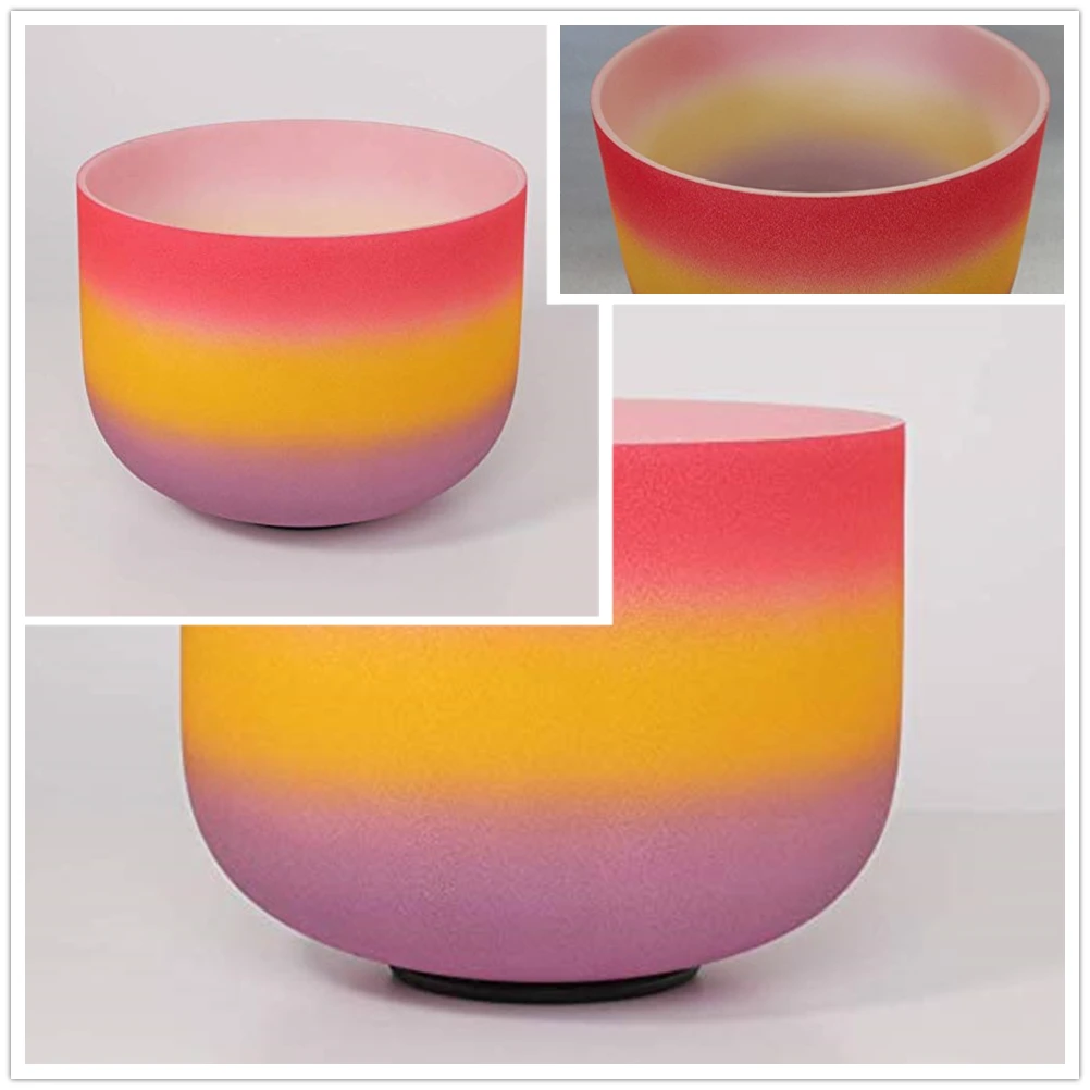 8 Inch Outside Rainbow Colored C Note Crystal Singing Bowl for Root Chakra Balancing/Yoga/Meditation/Sound Therapy |
