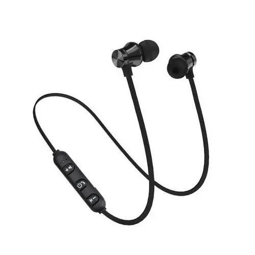Черный Новые XT-11 Беспроводные Bluetooth магнитные наушники спортивные наушники стерео Бас Наушники для прослушивания музыки с микрофоном гарнитура для iphone - Цвет: Черный