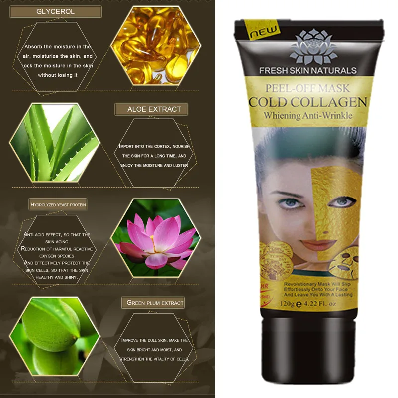 Золотая коллагеновая отшелушивающая маска для лица отбеливающая лифтинг