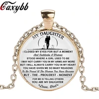 to my daughter necklace print art pattern glass cabochon pendant charms love dad long chain necklaces for girl brithday jewelry