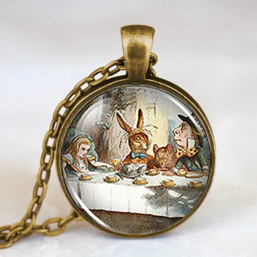 Стимпанк США Фильм Алиса в стране чудес фантазия Винтаж кулон ожерелье 1 шт./лот