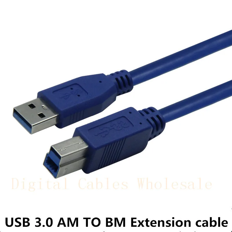 Высококачественный синий USB 3 0 A Male AM to B Type BM удлинитель для принтера кабель USB3.0 m 1m