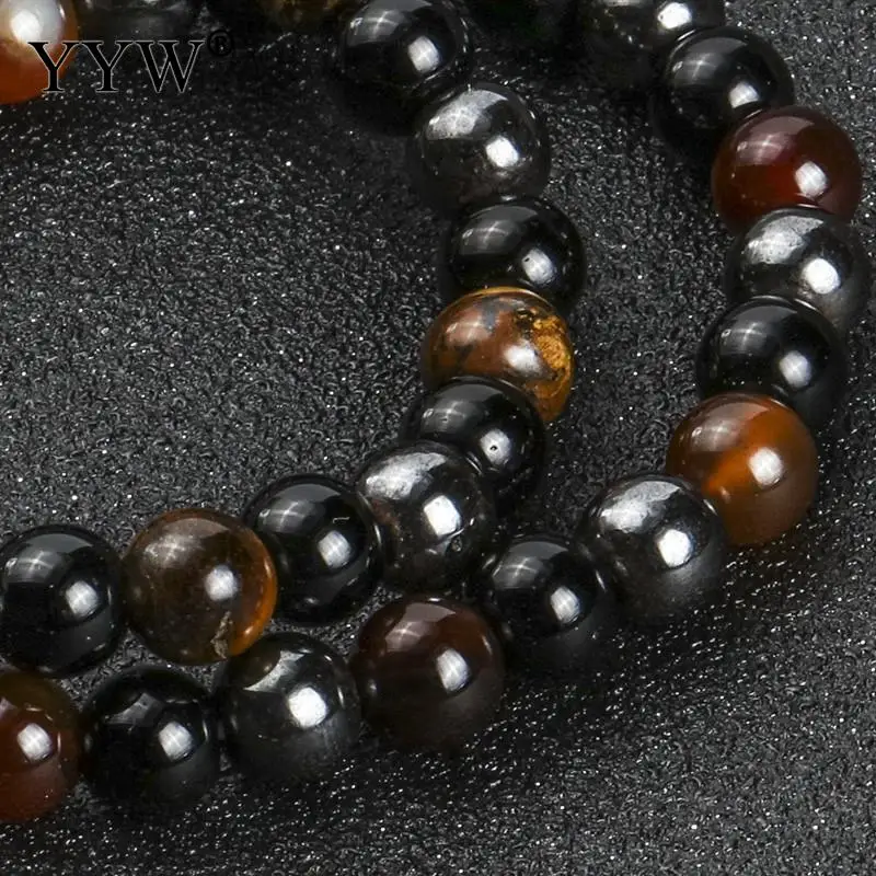 Гематит черный обсидиан камни тигровый глаз прядь из бисера стрейч браслеты