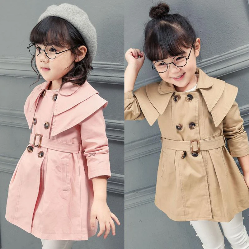 Осенний детский тренчкот с длинным рукавом и поясом XL213|girls trench|trench girltrench coat girls |