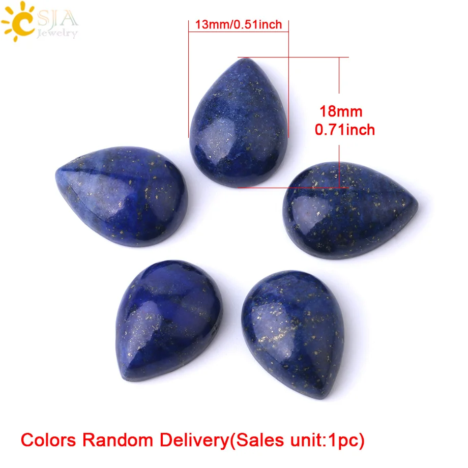 Lapis Lazuli-13x18mm CSJA Натуральный Камень Каплевидный кабошон основа бусины для ручного ремесла ювелирных изделий Аксессуары DIY кольцо серьги 13x18 мм 10x14 мм F838 - Цвет: Lapis Lazuli-13x18mm