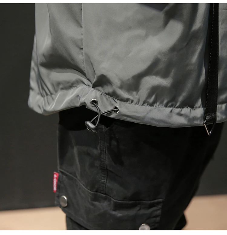 Hip Hop Spring Jackets Men Windbreaker Patchwork Autumn Loose Casual Hooded Jacket Male Coats Zipper Tracksuit Streetwear