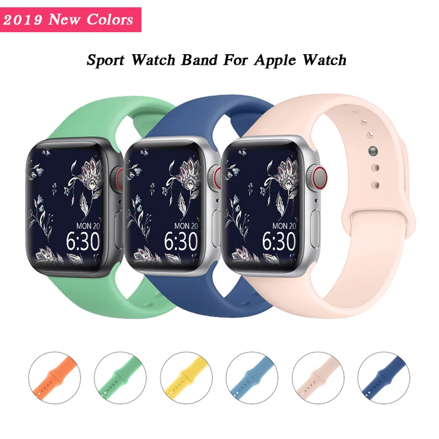 Ремешок силиконовый для Apple Watch Band 42 мм 38 спортивный браслет iWatch Bands 40 44 4 3 2