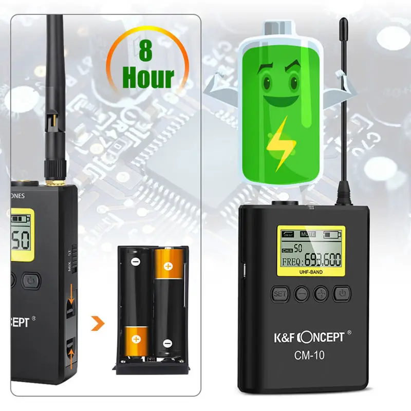 AABB-K &amp F Concept Cm-10 Uhf 100 м профессиональный беспроводной микрофон система приемник + 2