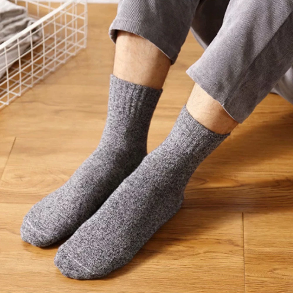 

5 Pairs Fashion Wool Cashmere Socks Winter Warm Thick Solid Sports Socks