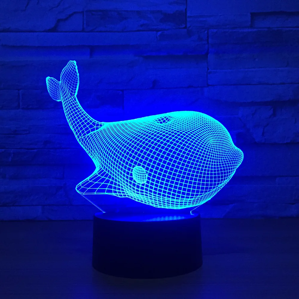 

2018 New 7 Colors Cute Animal Light Whale 3D Sensor Lamp LED Novelty Night Light USB Touch Sensor Table Desk Lamp for Child