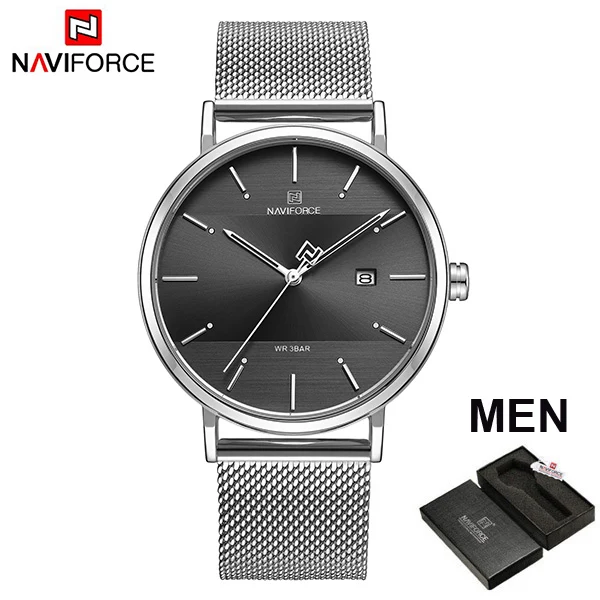 SB-MEN BOX Couple watch NAVIFORCE Men Casual Dress Luxury Women Quartz Wristwatch Clock For Male Female waterproof Sport Lovers Watch - Цвет: SB-MEN BOX