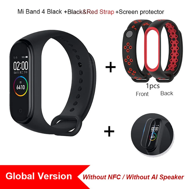 black-red strap GL2 Xiaomi Mi Band 4, Умные часы цветной экран Bluetooth 5.0 Смарт-браслет Фитнес-сердечный ритм 135 мАч Смарт-браслет Смарт-часы Браслет здоровья смарт браслет фитнес браслет - Цвет: black-red strap GL2