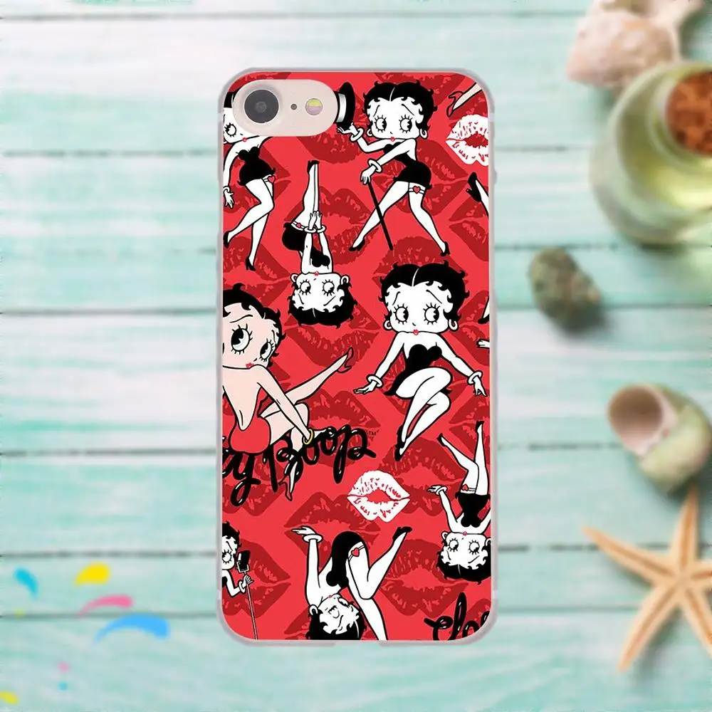 Cubierta Betty Boop En Un Vidrio Para Для Apple iPhone 4 4S 5 5C SE 6 6S 7 8 Plus X для LG G3 G4 G5 G6 K4 K7 K8 K10 V10