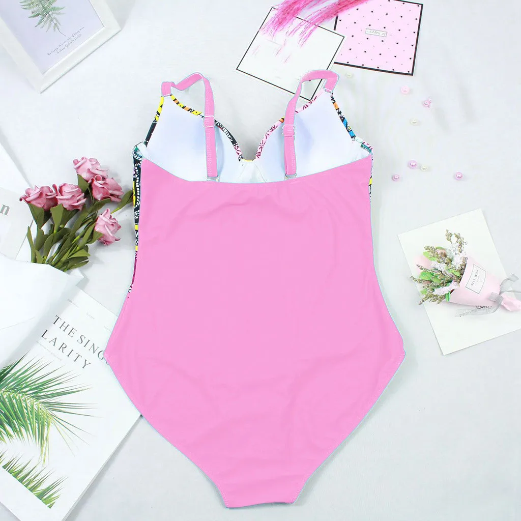 Летний женский купальник-бикини в стиле ретро сплошной цвет Цельный купальник