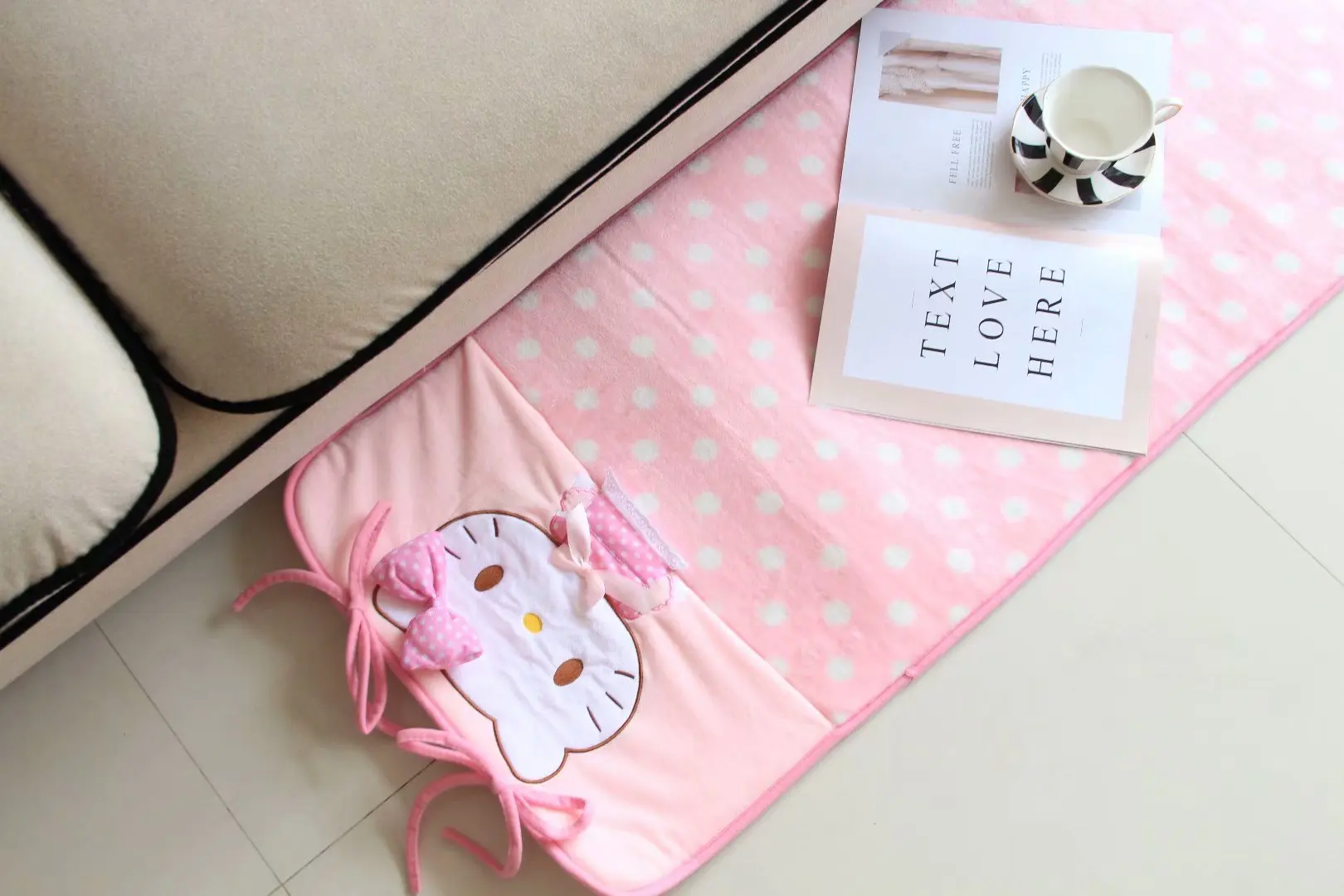 kitty Мультфильм Япония рисунок «Hello Kitty» My Melody милые рулонные коврики диван с подушками подушки игровые коврики рисунок «Hello Kitty» My Melody Нескользящие разбойник ковер - Цвет: kitty