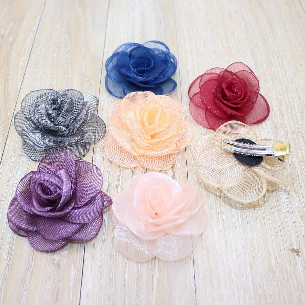 Заколка для волос с цветящими розами 7 цветов 2 шт./лот|kids hair accessories|hair accessoriesflower clip |