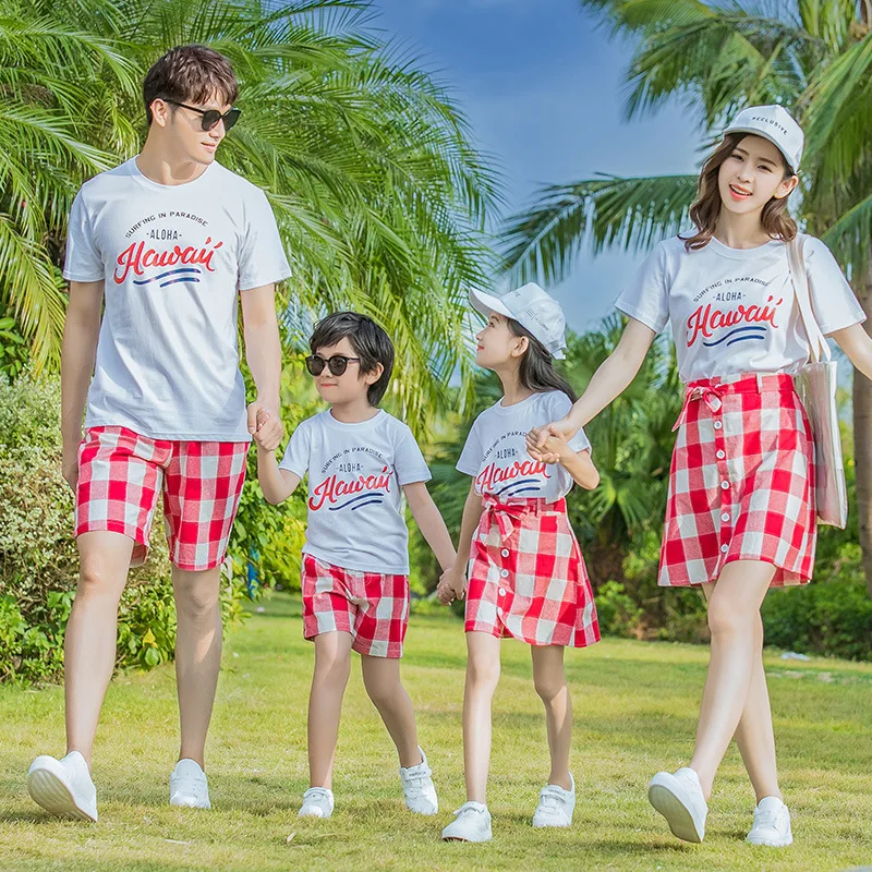 2019 Mother Daughter Dress plaid mama baby skirt Big Sister Matching Family Outfits Shirts 2pcs twins Baby Boys Pant Girls Skirt | Мать и
