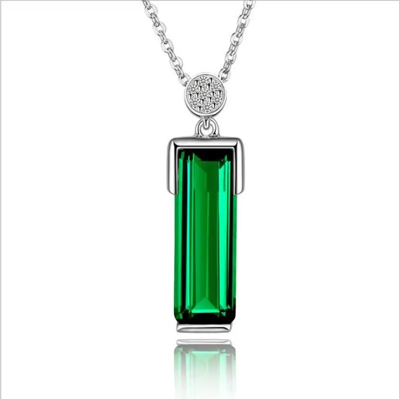

LUKENI Hot Female Silver 925 Clavicle Necklace For Women Jewelry Top Quality Crystal Green Pendant Necklace Girls Birthday Gift