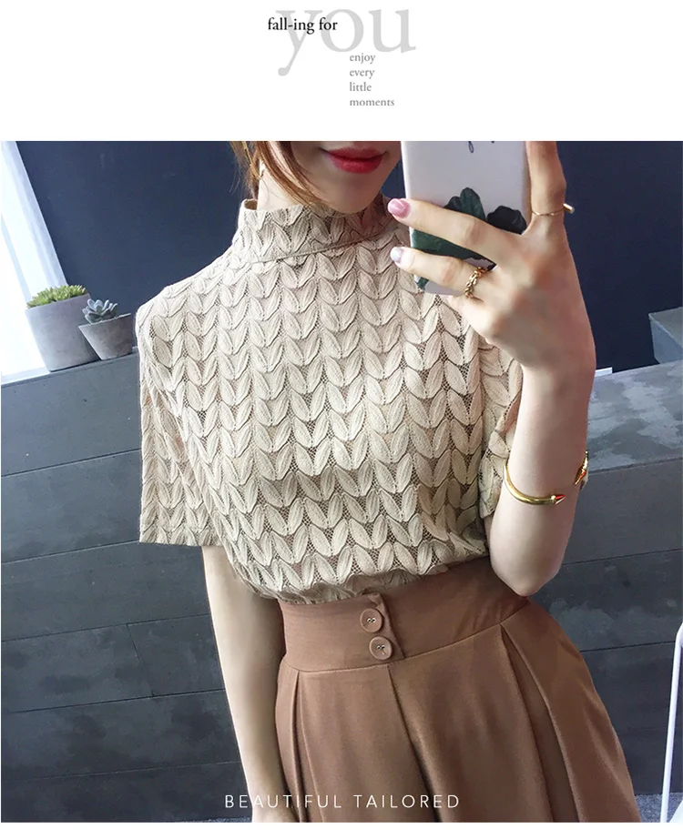 Blusas Mujer, Женская Сексуальная кружевная блузка, черный атлас, Прозрачные топы, открытая однотонная женская водолазка, рубашка размера плюс