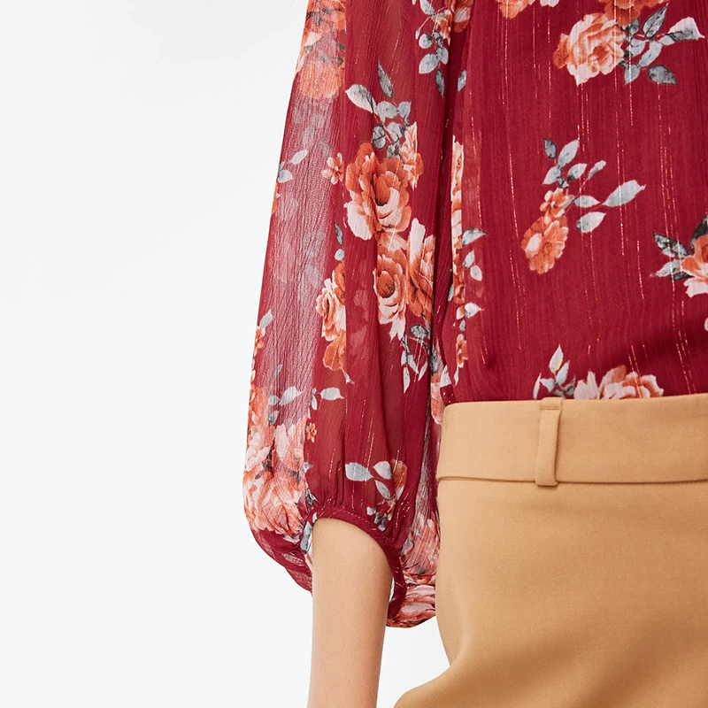 Vero Moda Новая женская печатная ткань v-образным вырезом 3/4 рукава шифоновая блузка, Топ | 318458502