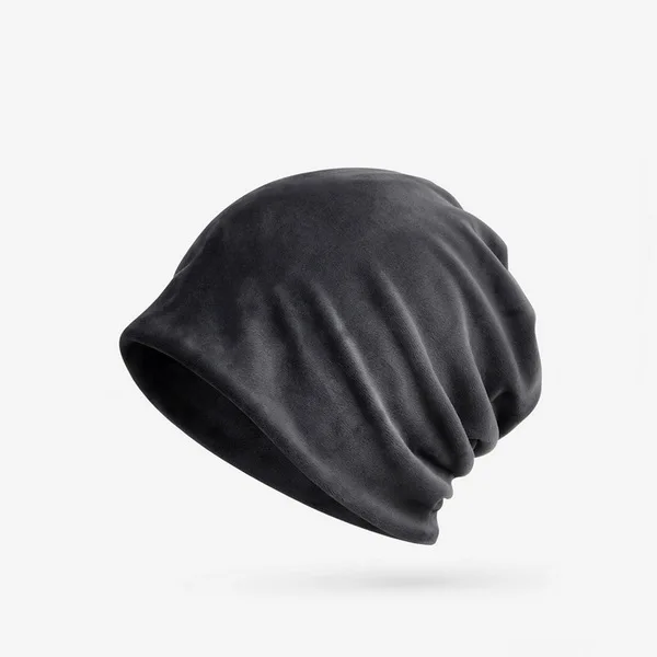 Dark gray NUZADA, зимняя шапка, одноцветная, унисекс, для мужчин и женщин, Skullies Beanies, шапка, Вязанная, двойные, многослойные шапочки, капот, две функции - Цвет: Dark gray