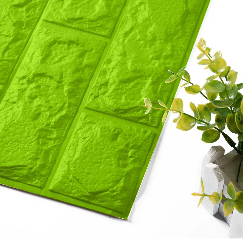 Green 3D самоклеющиеся водостойкие обои 60*60*0,8 см ТВ задний план кирпичная стена стикеры Гостиная Декоративные Стикеры для спальни - Цвет: Green