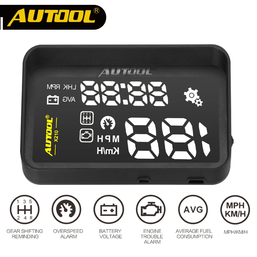 AUTOOL X210 Авто HUD Автомобильный дисплей Цифровой скорость лобовое стекло проектор Проекция автомобиля Автомобильный OBD 2 II скорость метр