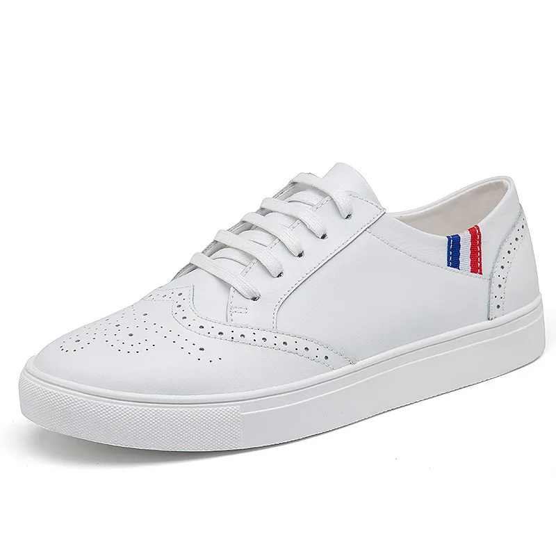 2019 Black White Fashion Sneakers Brogue Style Men Lady Genuine Leather Shoes Casual For Autumn Spring Large Size 35-45 | Обувь