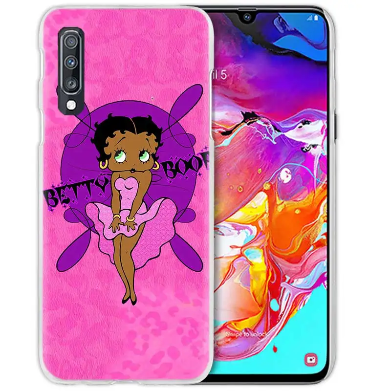 Розовый сексуальный чехол Betty Boop для samsung Galaxy A50 A70 A20e A40 A30 A20 A10 A8 A6 Plus A9 A7 жесткий прозрачный чехол для телефона из поликарбоната