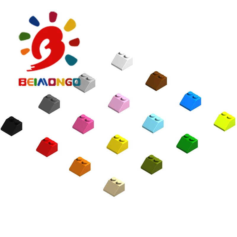 Бесплатная доставка! BEIMONGO строительные блоки черепица 2x2 Наклонный кирпич 45 100 шт