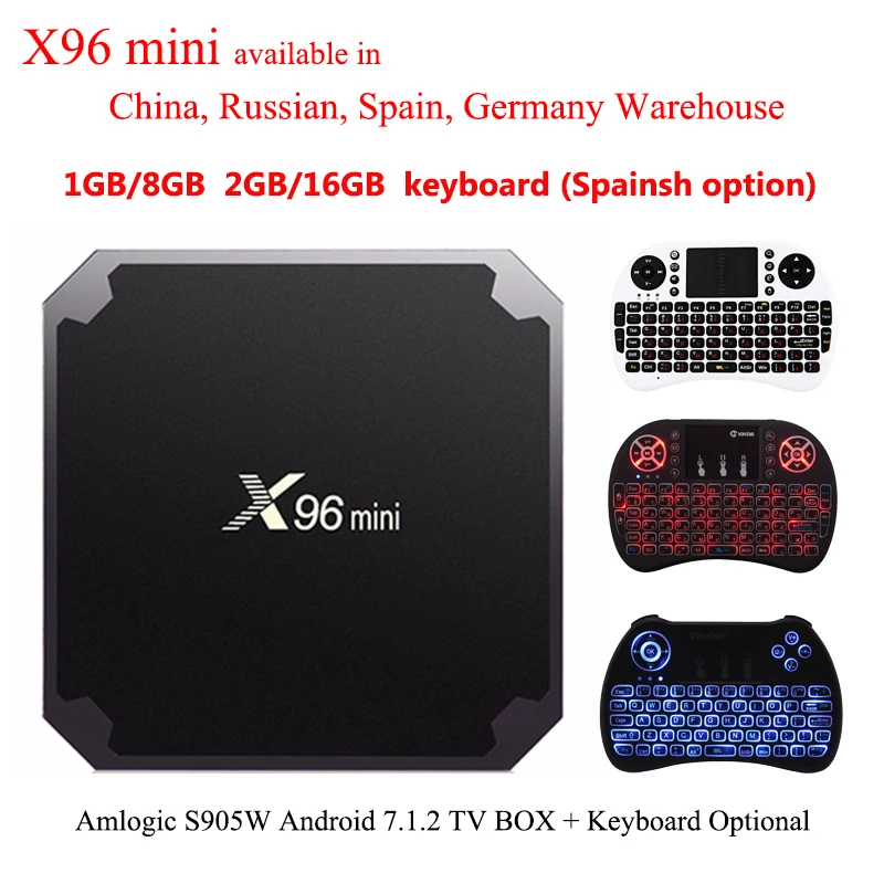 ТВ приставка Android 7.1.2 X96 mini 2 ГБ 16 1 8 четырехъядерный процессор Amlogic S905W Suppot H.265 4K 4 ГГц