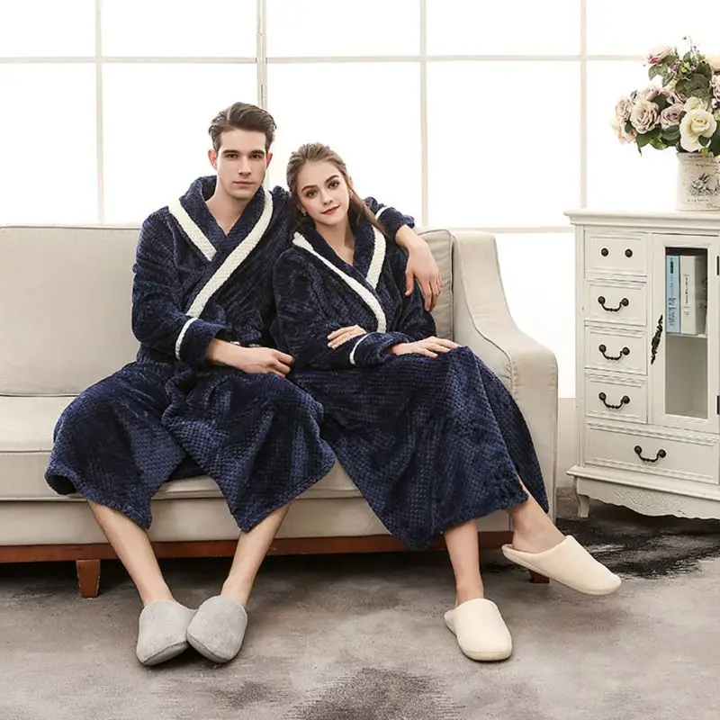 

Women Kimono Bath Robe Plus Size Sexy Dressing Robes Lovers Winter Fashion Flannel Bathrobe