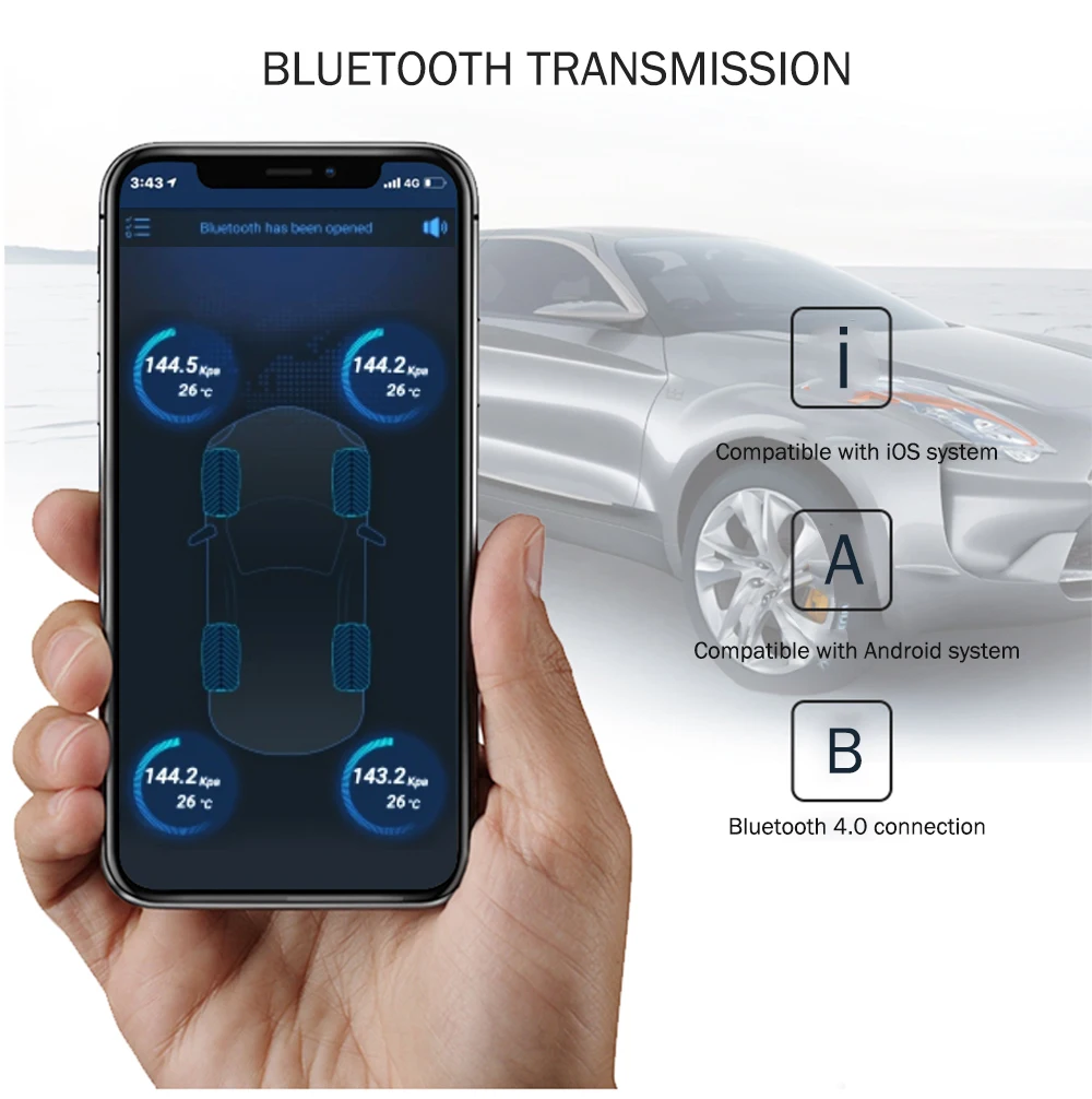 Bluetooth 4 0 Система контроля давления в автомобильных шинах TPMS с внешними датчиками