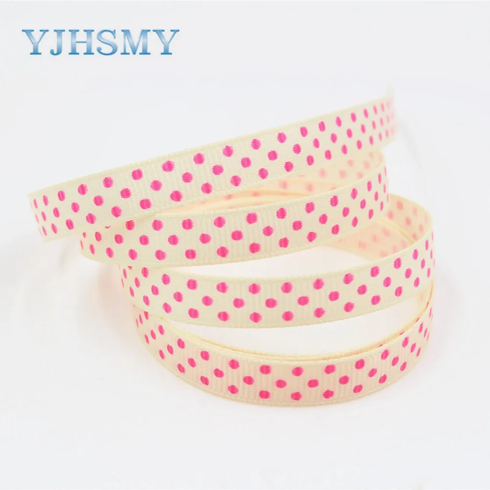 YJHSMY F-17622-131 20 yards 10 mm Dots Ribbons Thermal transfer Printed grosgrain Wedding Accessories DIY handmade material | Дом и сад